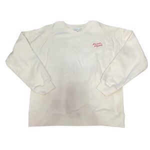 Maison Kitsune Cream Sweatshirt with Pink Logo US L